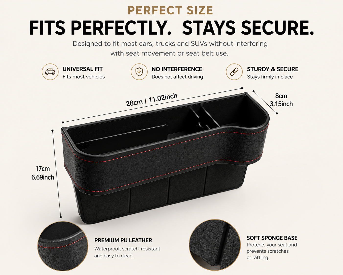 Premium Car Seat Gap Organizer – Extra Storage, Cup Holder & Phone Slot for Cars