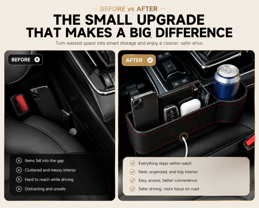 Premium Car Seat Gap Organizer – Extra Storage, Cup Holder & Phone Slot for Cars